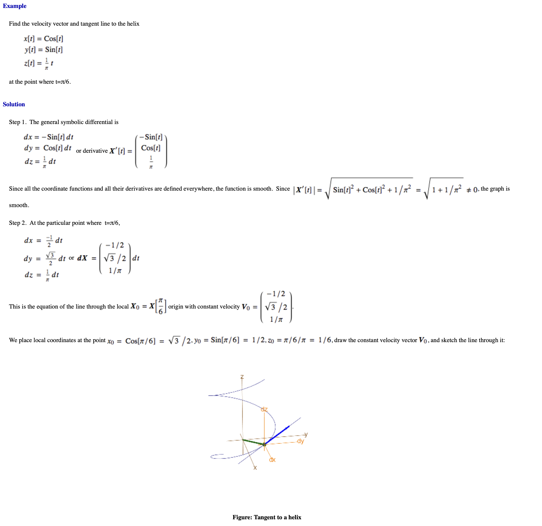 Procedure to calculate the line tangent to a parametric curve.