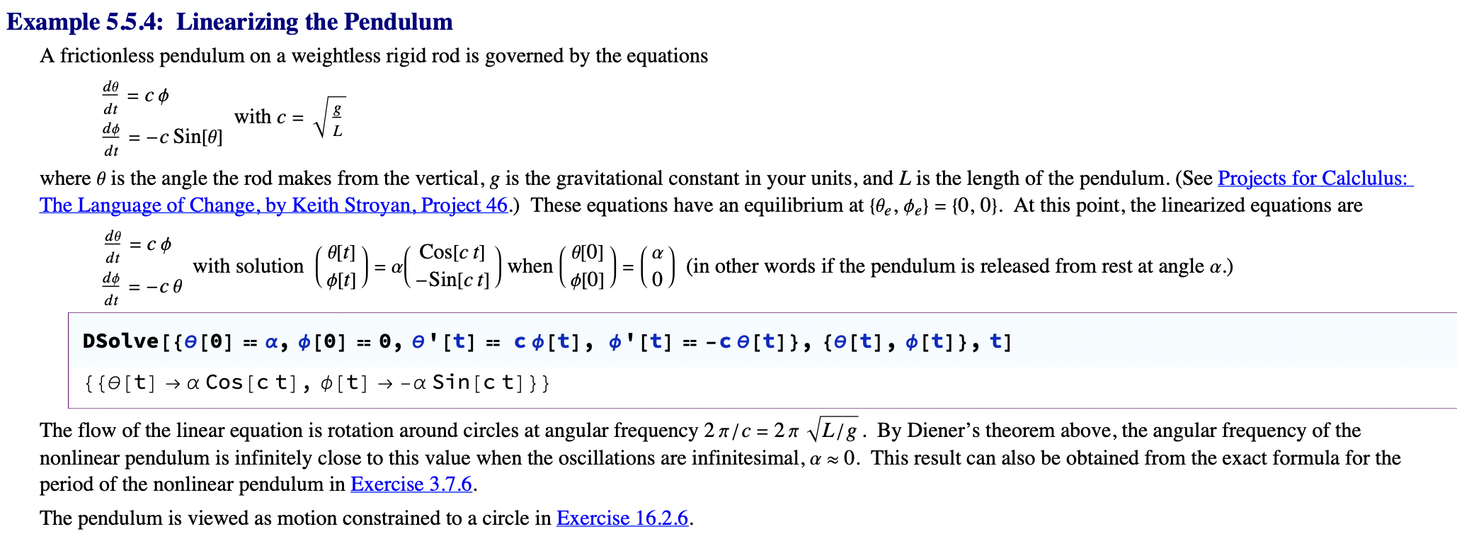 Linearization of the pendulum
